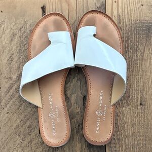 Chinese Laundry Glossy White Sandals